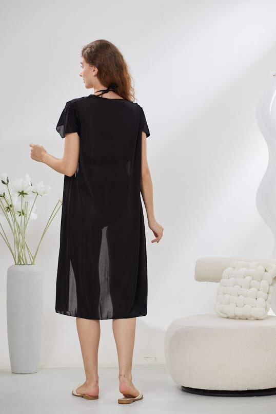 6-Piece Pure Silk Nightwear Set - Marvella Black