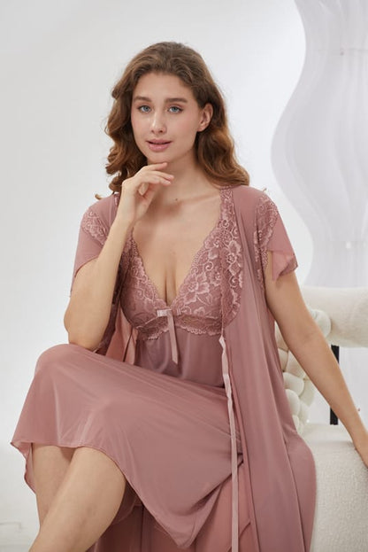 6-Piece Pure Silk Nightwear Set - Marvella Pink