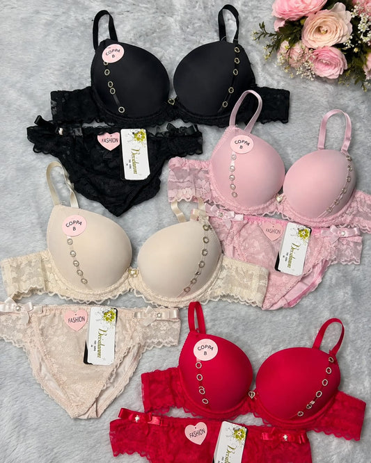 Pack of 3 Elegant Lace Push-Up Bra & Panty Set – Premium Comfort & Stylish Design